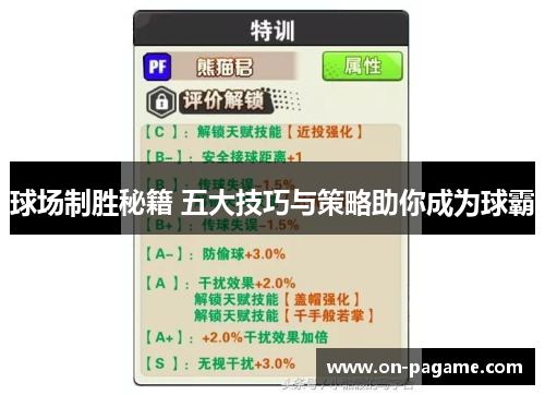 球场制胜秘籍 五大技巧与策略助你成为球霸