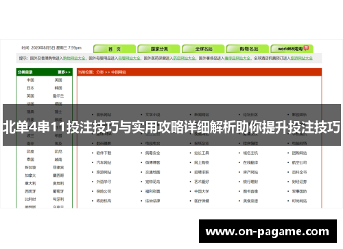 北单4串11投注技巧与实用攻略详细解析助你提升投注技巧