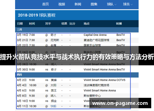提升火箭队竞技水平与战术执行力的有效策略与方法分析